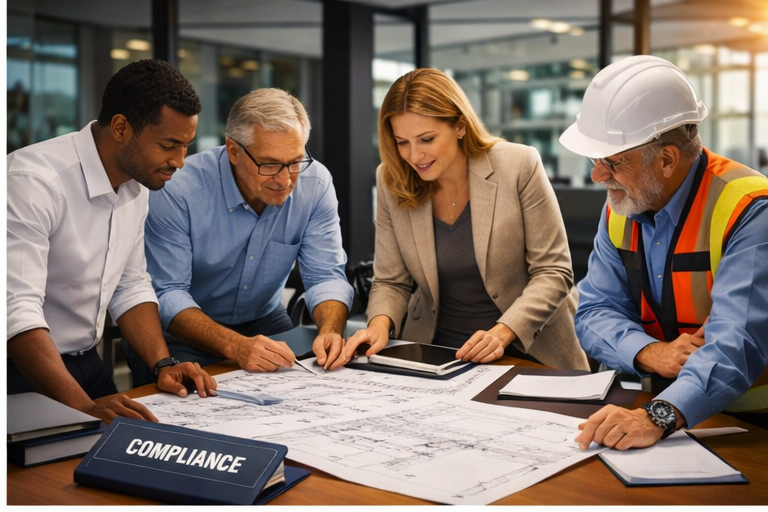 Municipal and engineering team planning compliance strategy